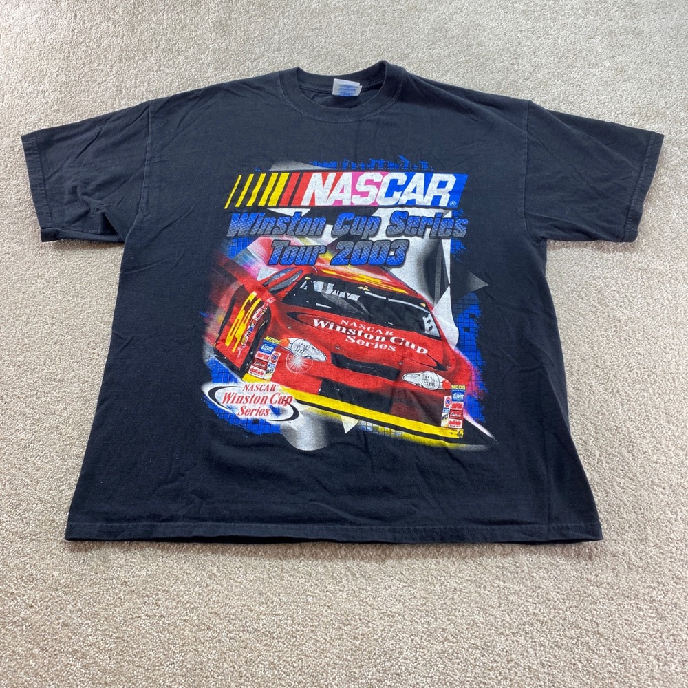 M&O Knits NASCAR Winston Cup Series Tour 2003‎ Shirt Mens XL Black Graphic Tee